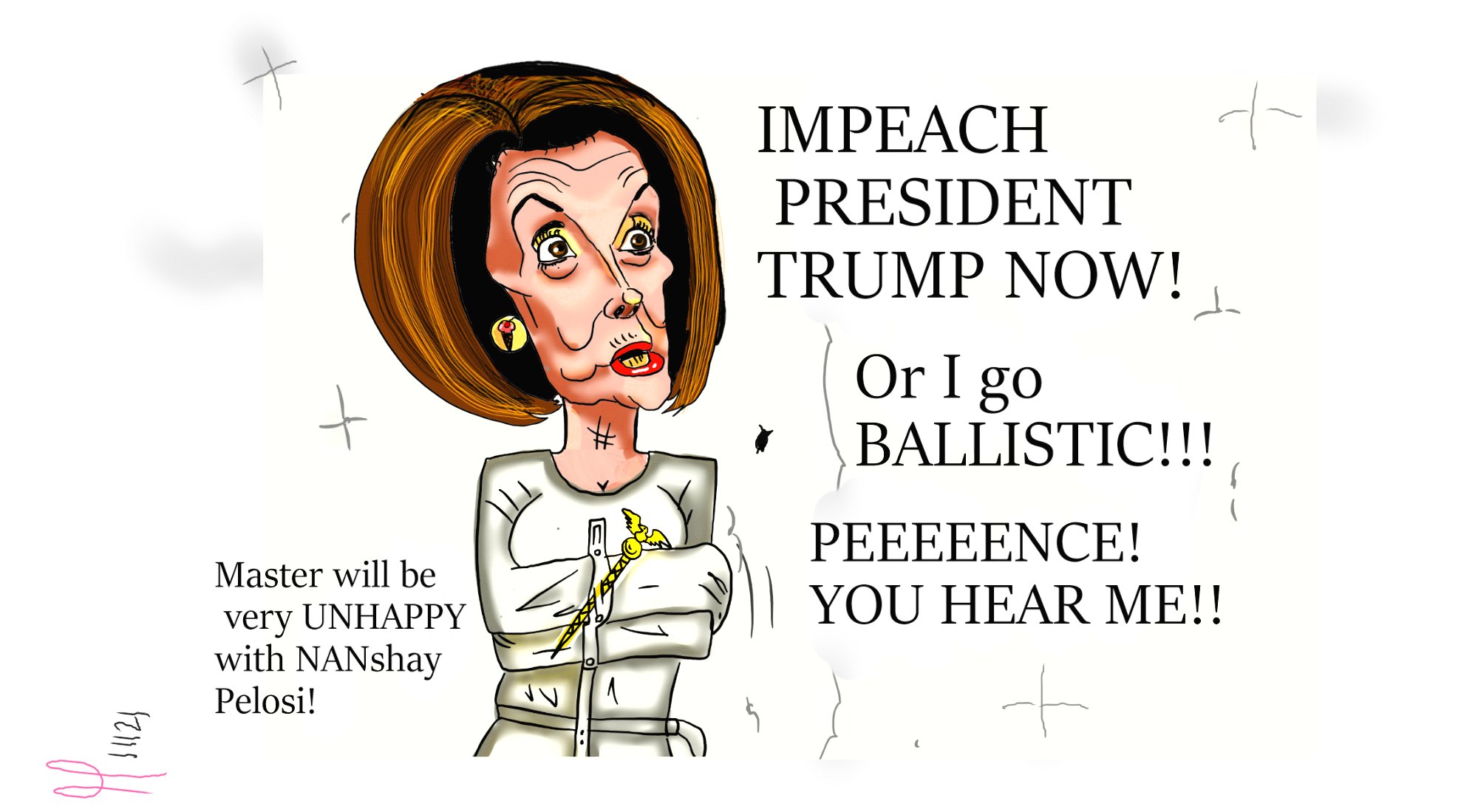 Nancy Pelosi 25th amendment political cartoon impeachment editorial for President Donald Trump post thumbnail image