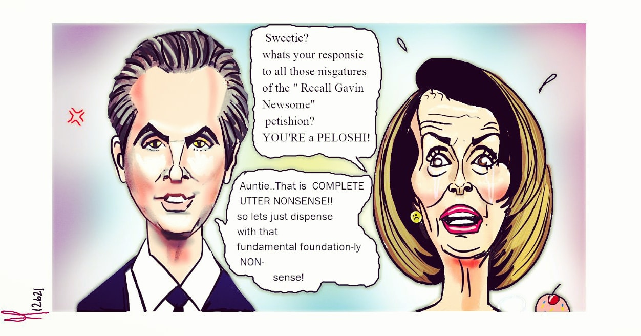 Recall Gavin Newsom Nancy Pelosi editorial political cartoon post thumbnail image