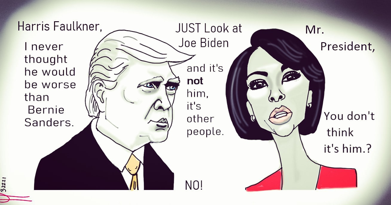 President Donald Trump Harris Faulkner Fox News  Political Editorial Cartoon Joe Biden @realdonaldtrump @HARRISFAULKNER #joebiden #bodydouble #trump #foxnews post thumbnail image