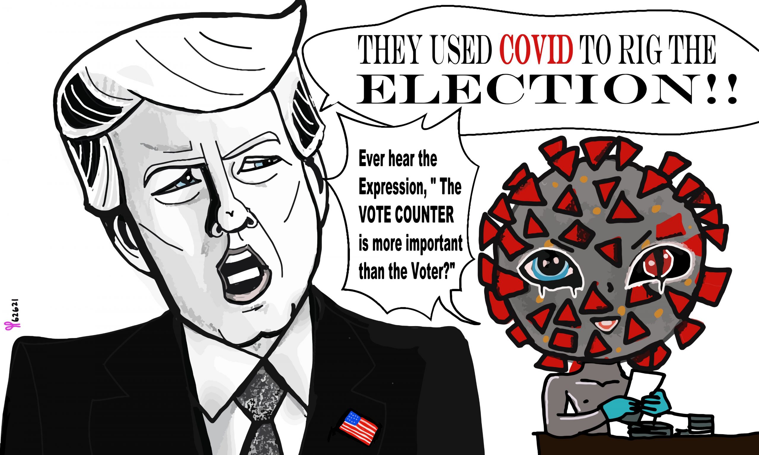 President Donald Trump Ohio rally covid to rig the election vote counter political editorial cartoon post thumbnail image