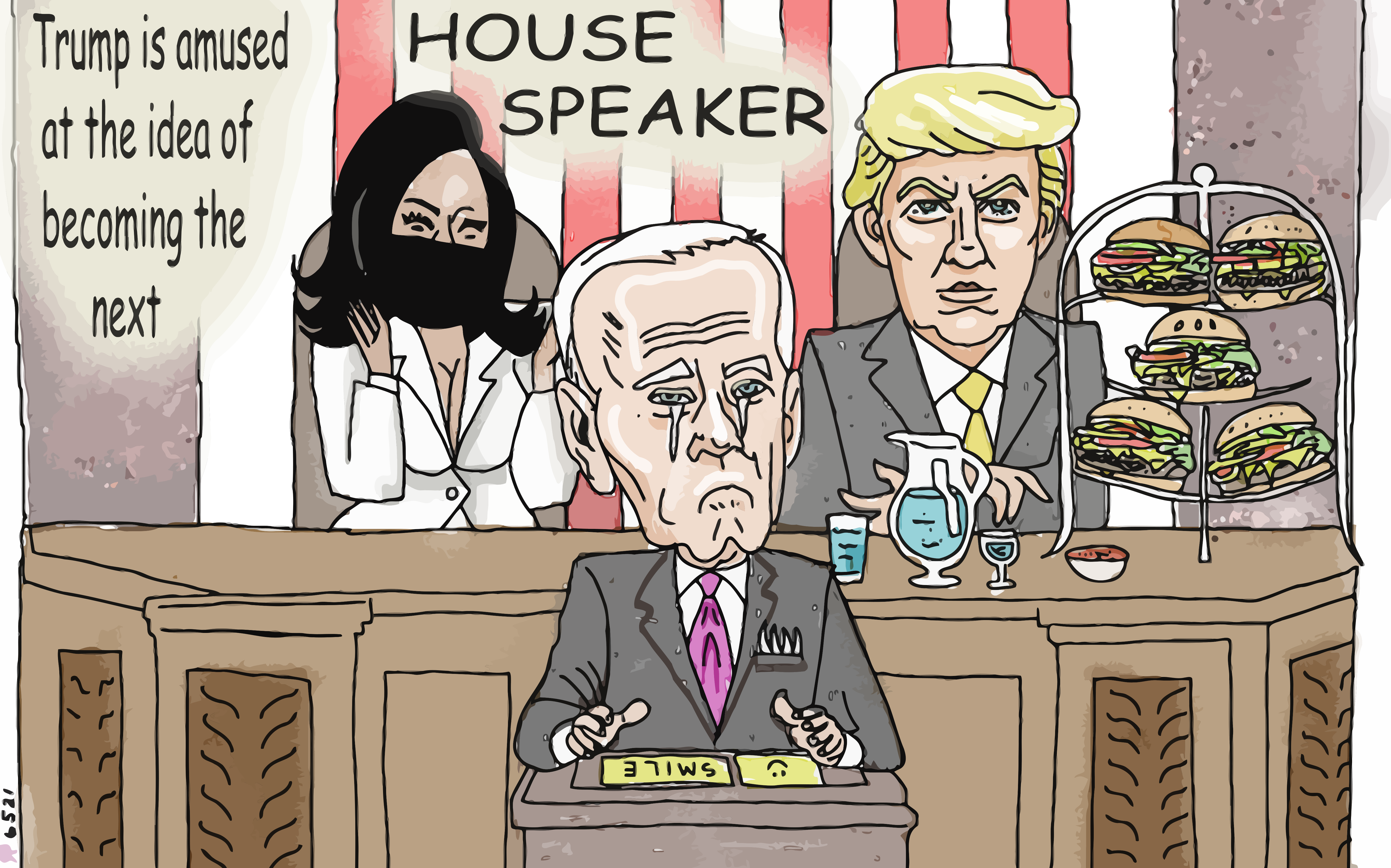 President Donald Trump Joe Biden Kamala Harris speaker of the house political editorial cartoon post thumbnail image