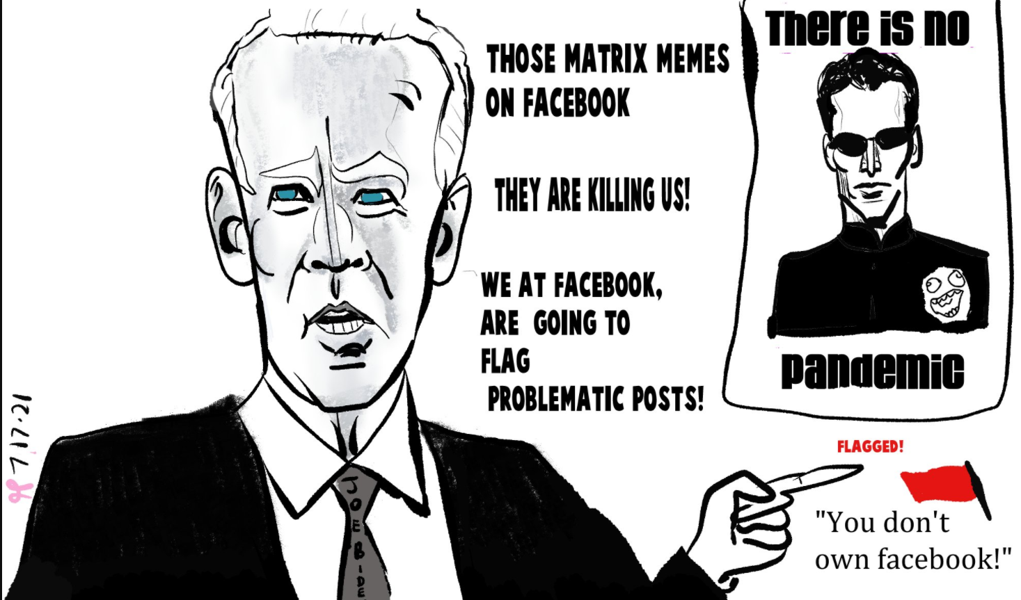 Joe Biden Facebook Censorship Political Cartoons MATRIX memes post thumbnail image