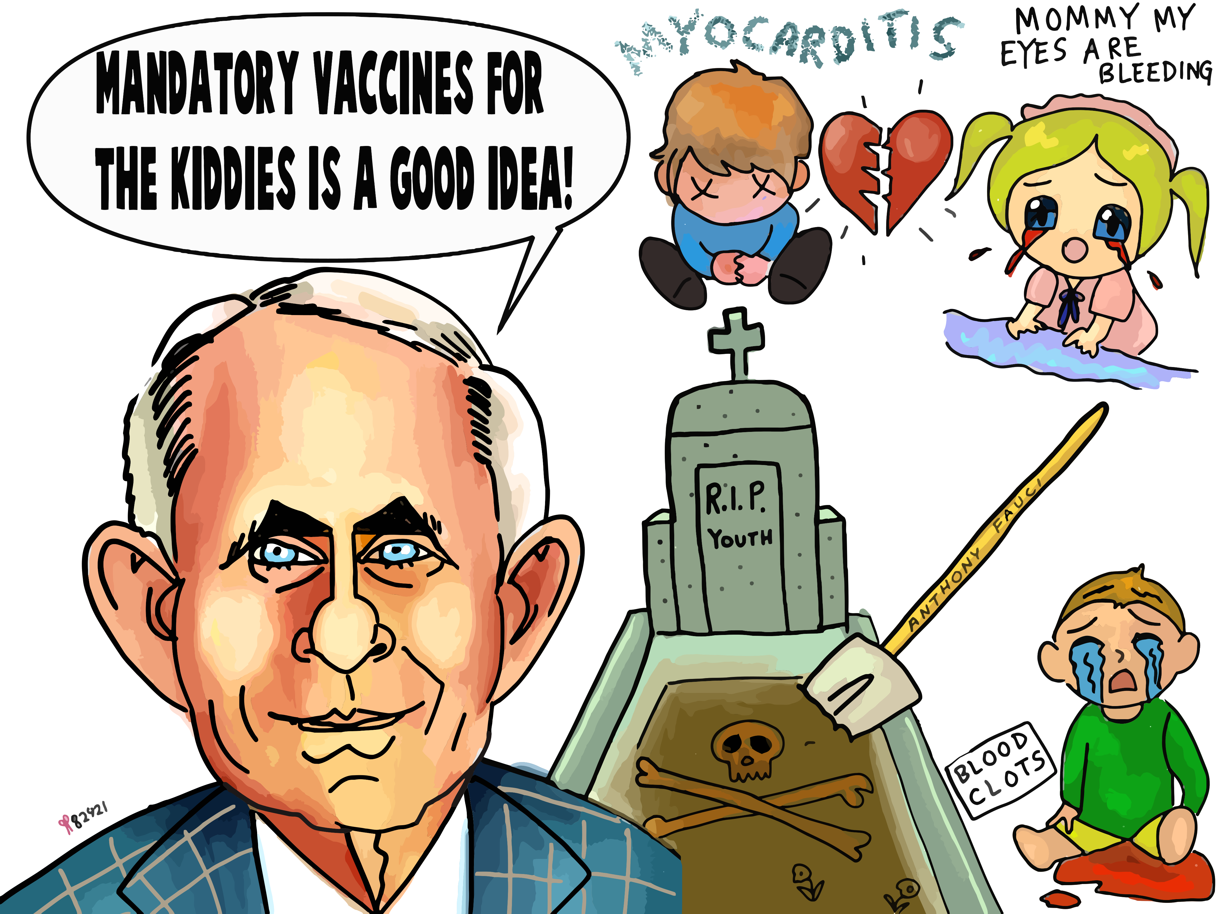 Mandatory Vaccines for Children is a Good Idea. Anthony Fauci Political cartoon post thumbnail image