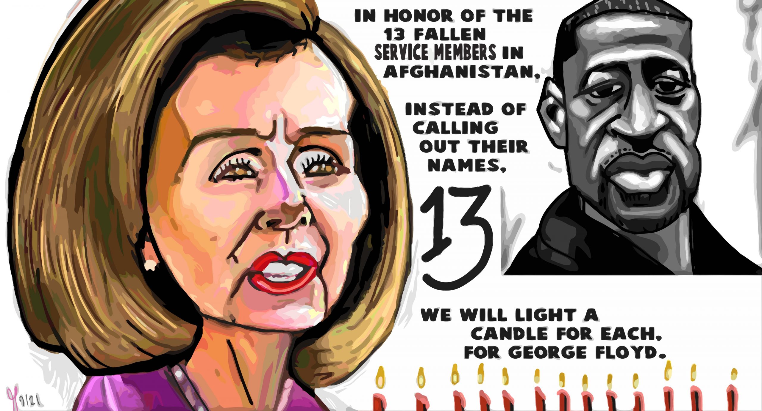 Nancy Pelosi 13 service members Afghanistan political editorial cartoon post thumbnail image