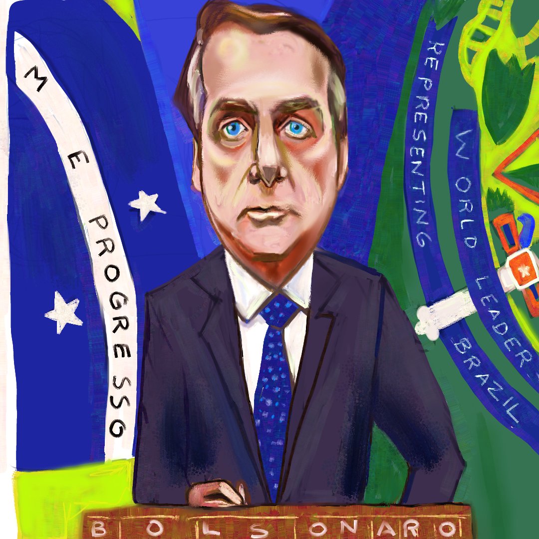 Jair Bolsonaro Political Art Cartoon Oil Painting President of Brazil NFT post thumbnail image