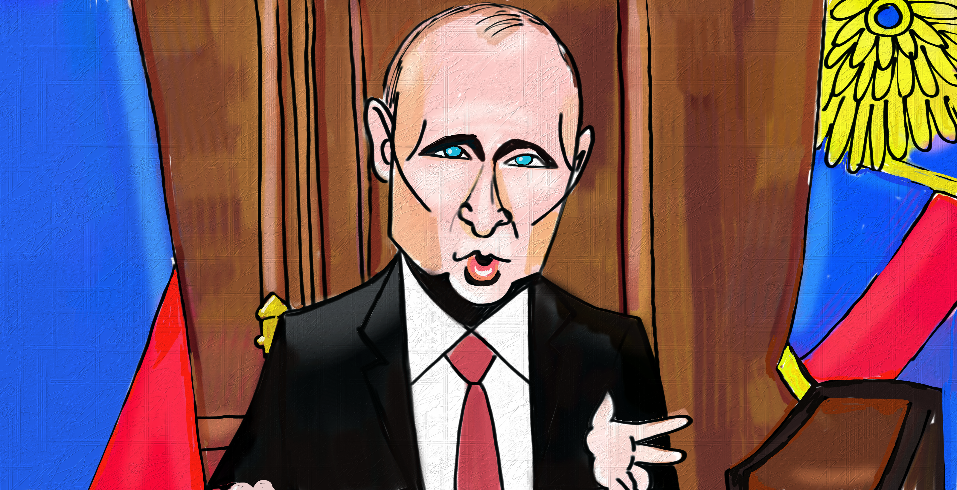 Vladimir Putin portrait political cartoon post thumbnail image