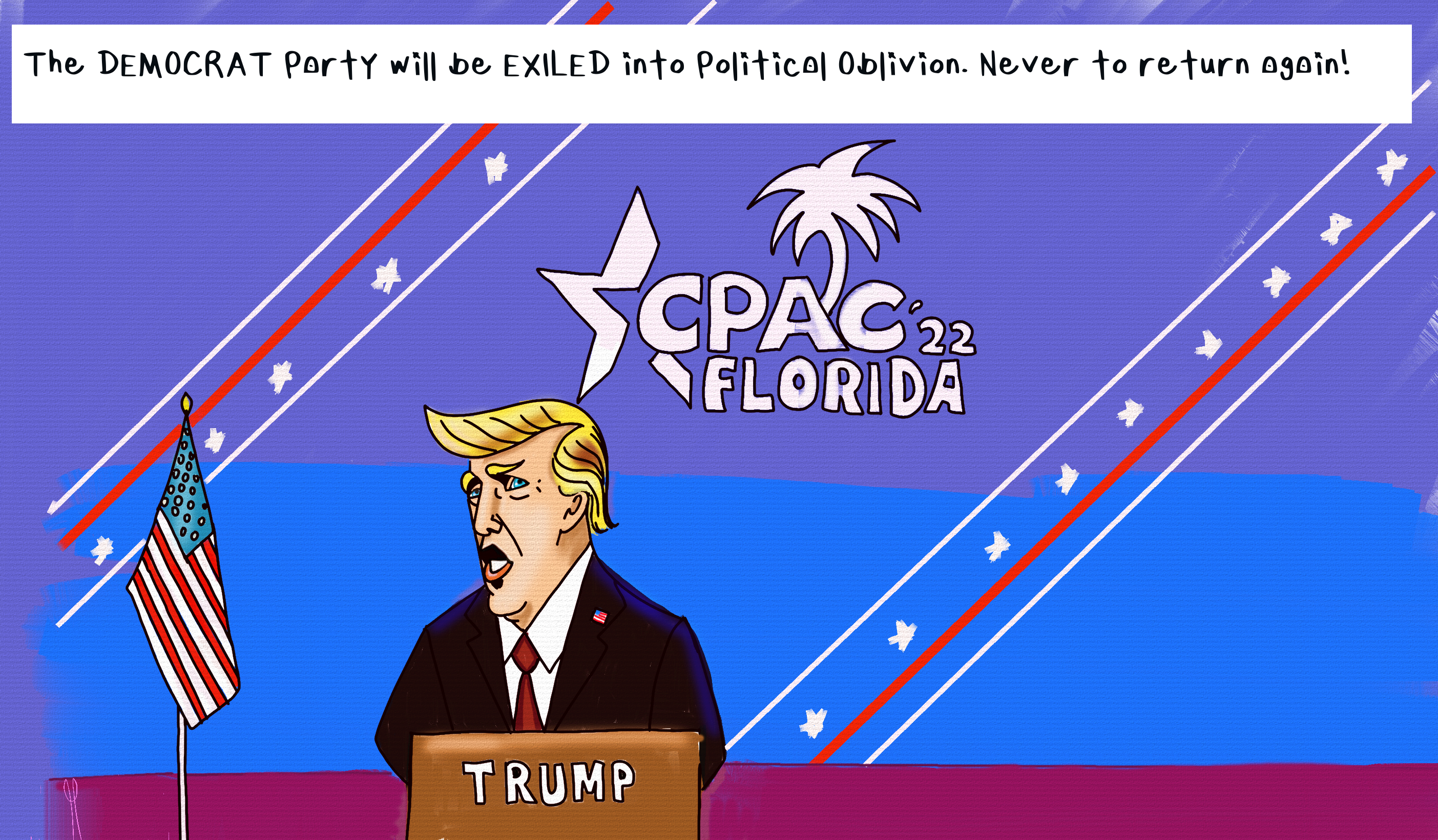 President Donald Trump CPAC Political Cartoon NFT post thumbnail image