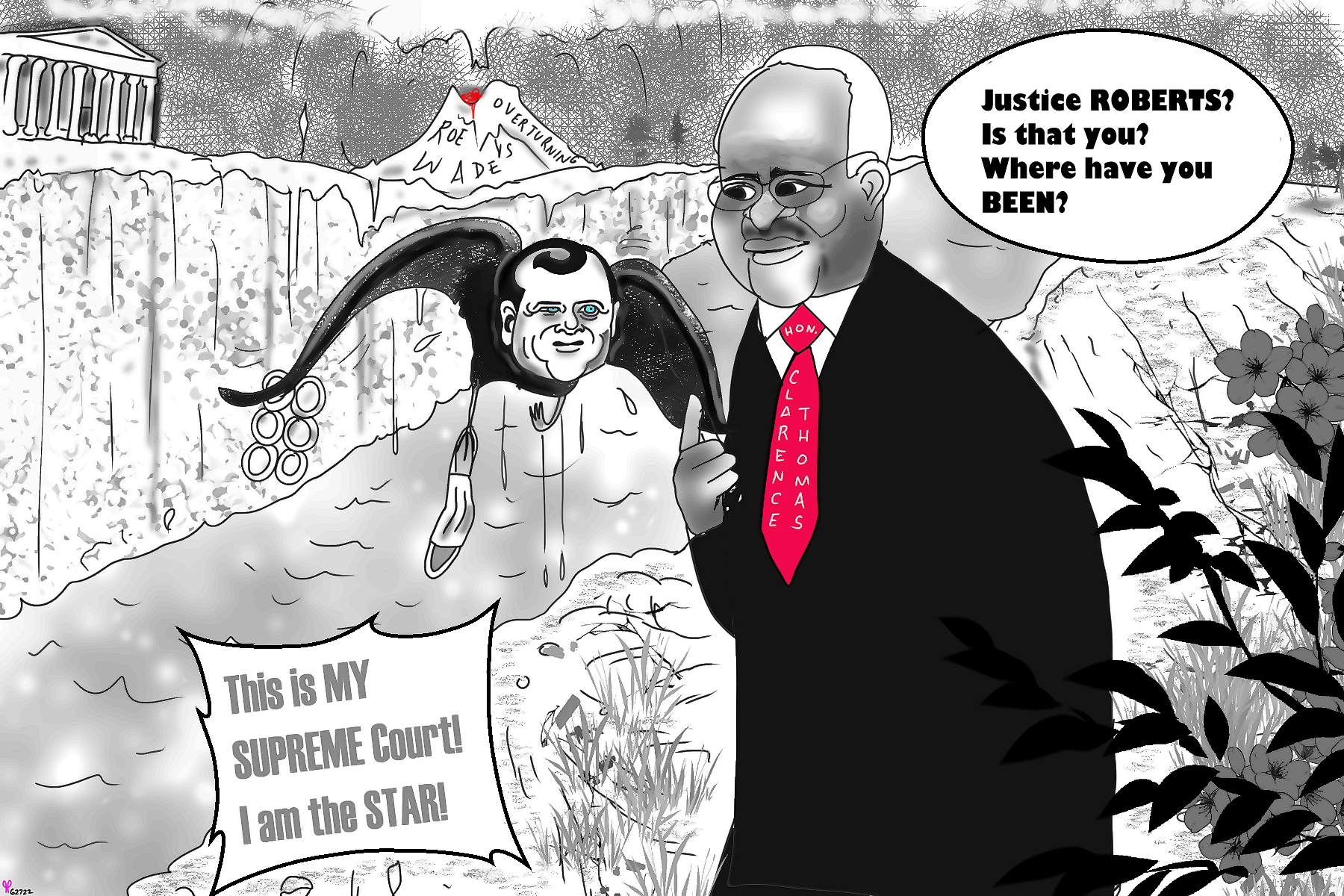 Honorable Clarence Thomas Supreme Court justice political editorial cartoon John Roberts scotus post thumbnail image