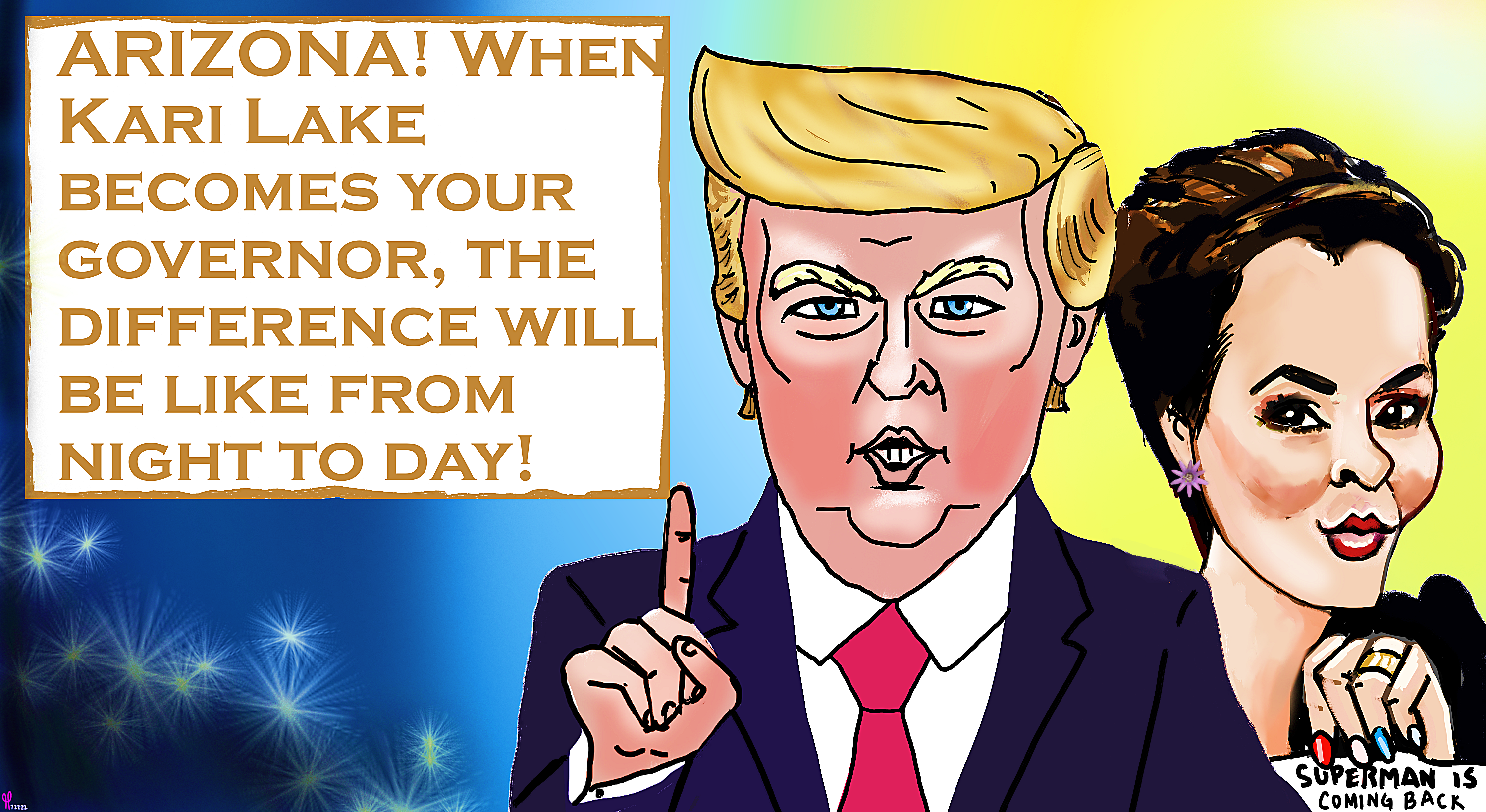 President Donald Trump Arizona Rally Kari Lake NFT Political Cartoon post thumbnail image