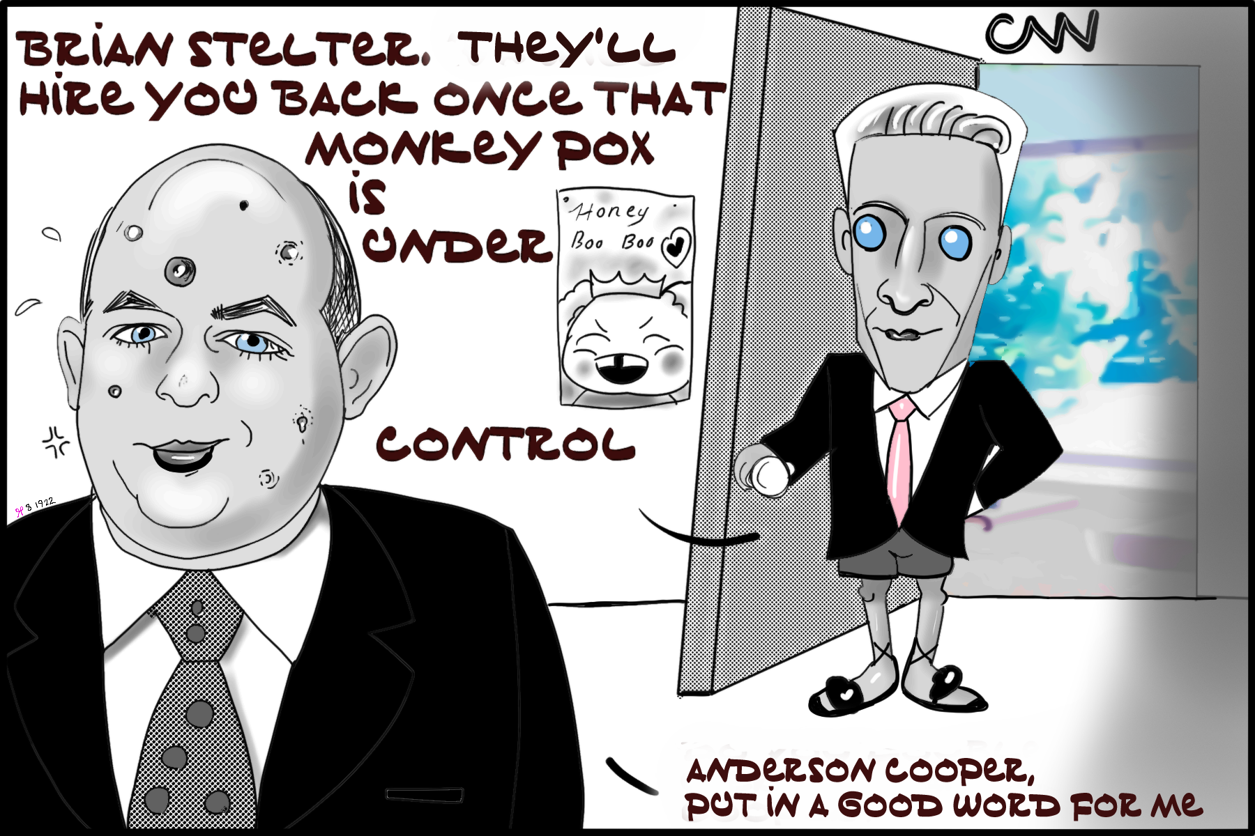Brian Stelter fired from CNN Monkeypox Political Cartoon NFT post thumbnail image