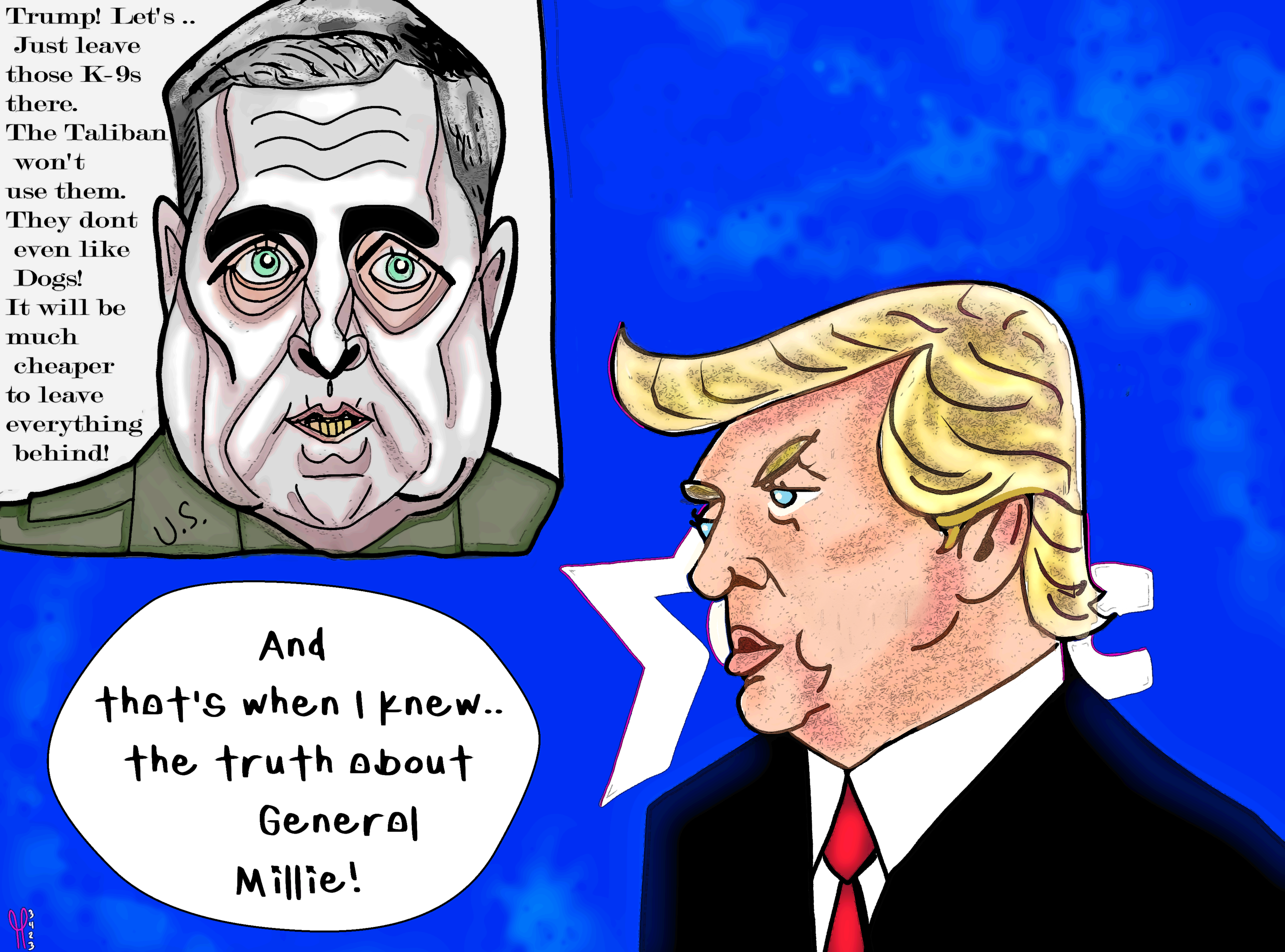 President Donald Trump and General Millie CPAC 2023 Political cartoon nft post thumbnail image