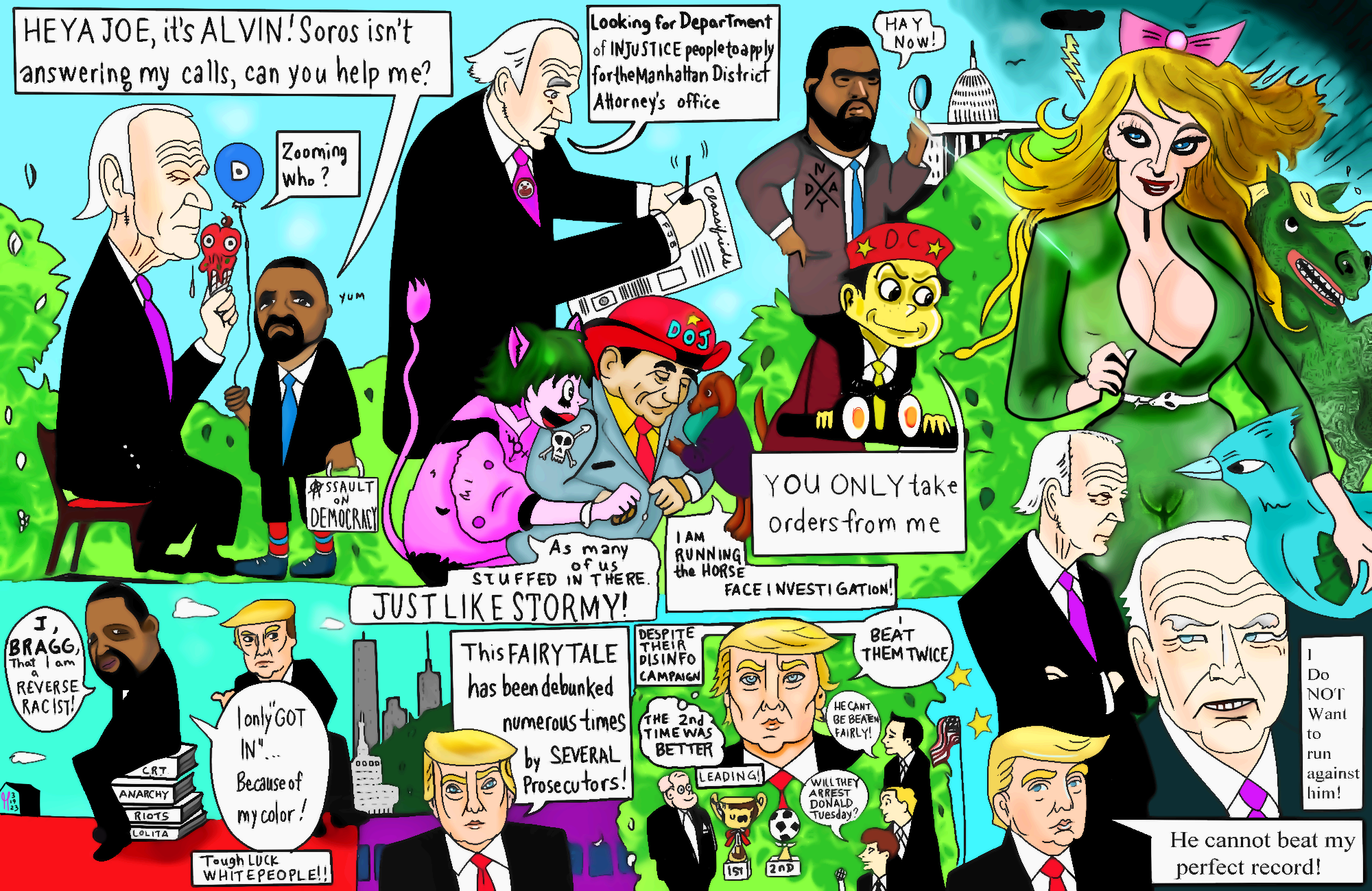 Joe Biden Stormy Daniels Manhattan D.A. District Attorney Political Cartoon nft Starring President Donald Trump post thumbnail image