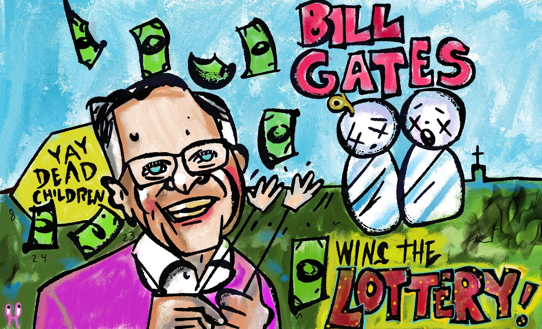 Bill Gates wins the lottery POLITICAL CARTOON post thumbnail image