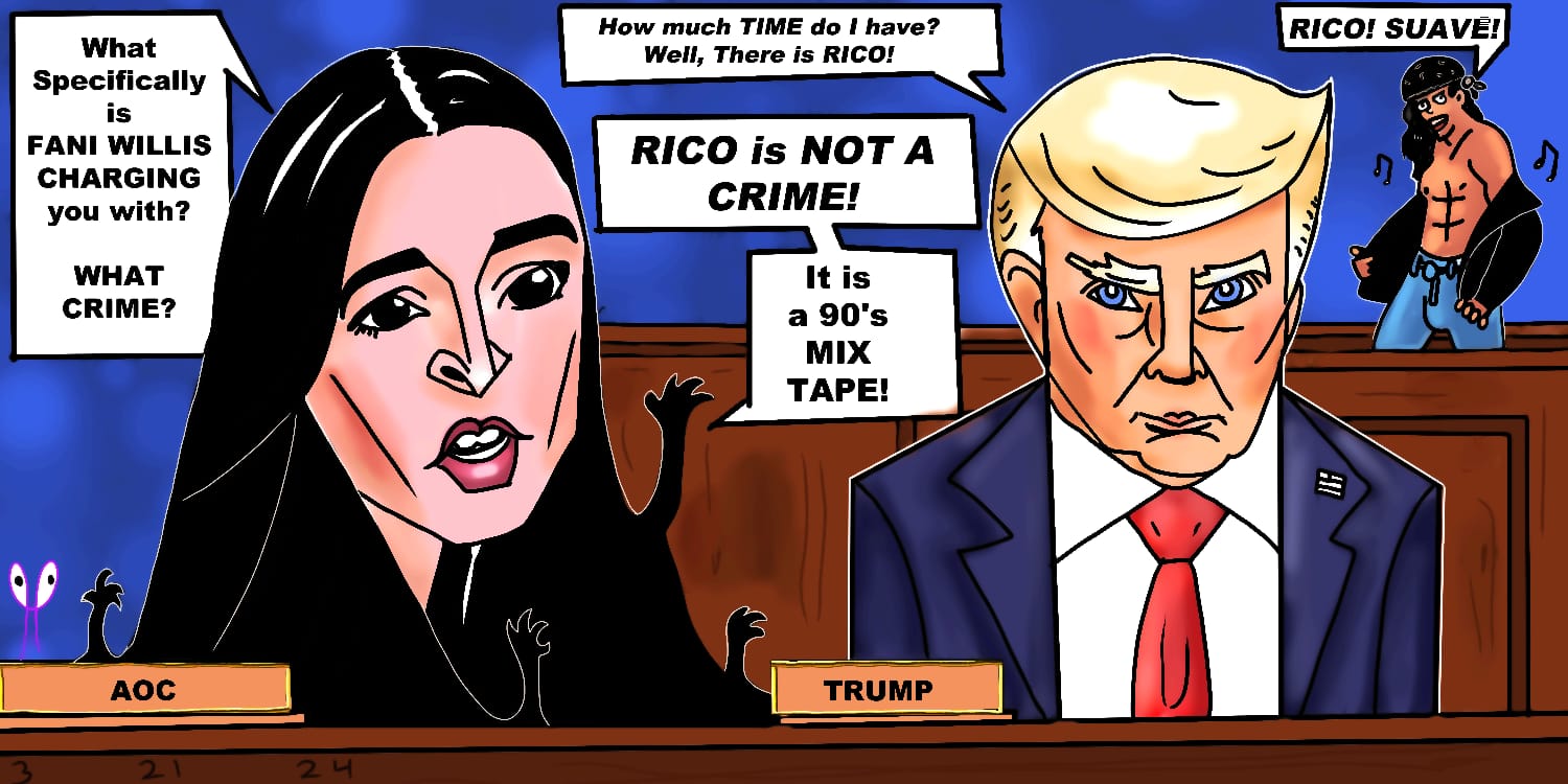 President Donald Trump Alexandria Ocasio Cortez AOC political cartoon Rico charges Joe Biden’s impeachment inquiry Tony Bobulinksi post thumbnail image