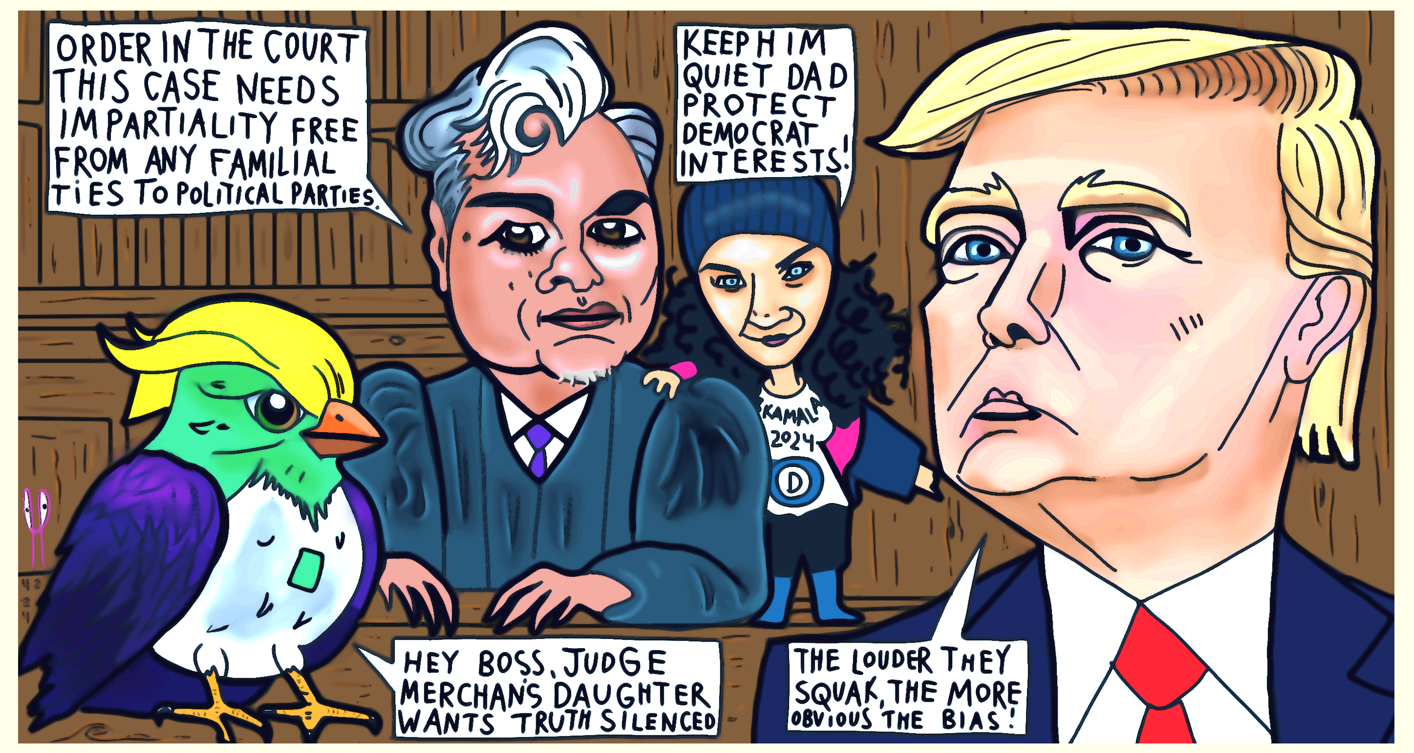 Judge Merchan Loren Political Cartoon in President Donald Trump Trial. post thumbnail image